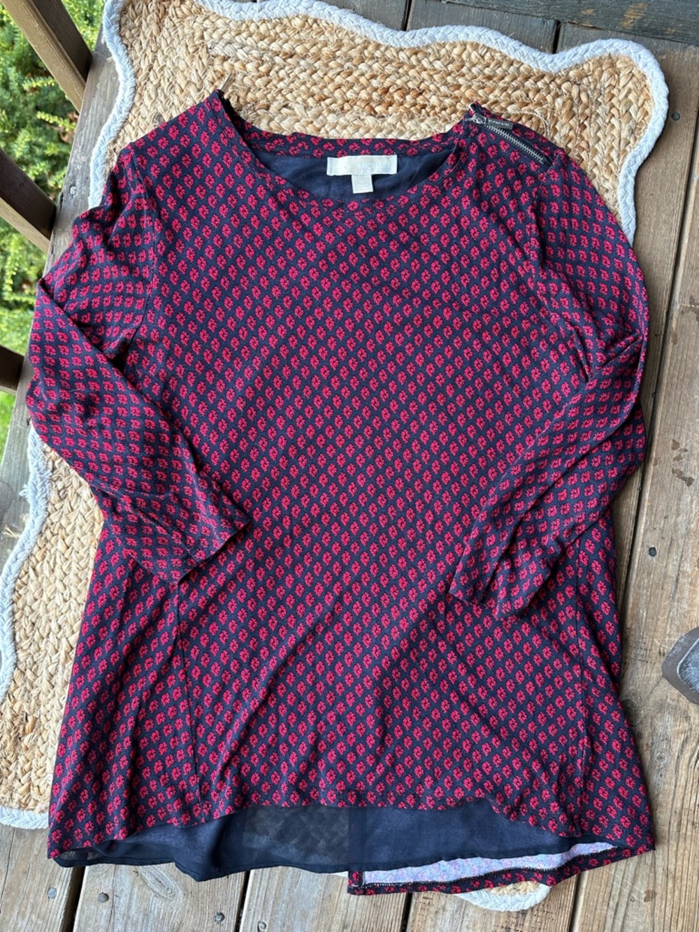 MICHAEL Michael Kors Navy Top with Red Micro-Print
